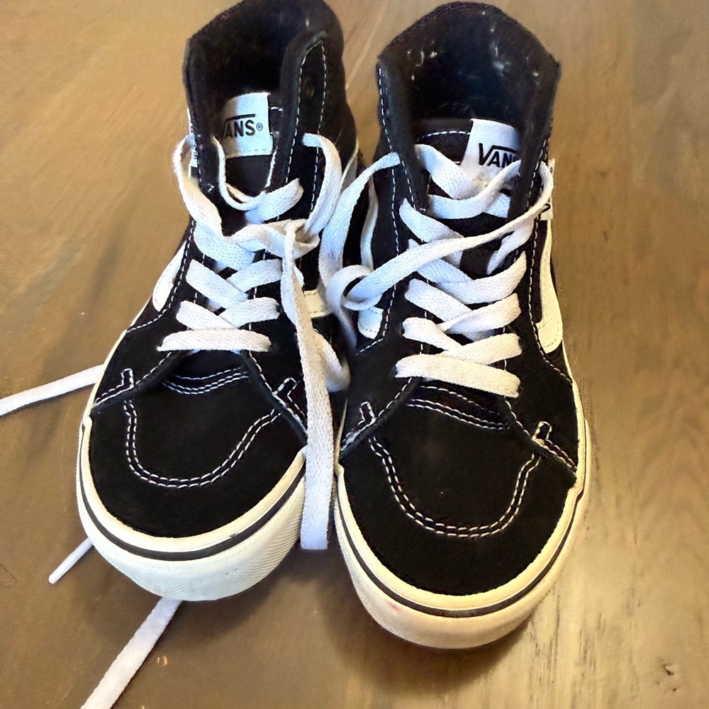 Vans Kids Black and White High-Top Sneakers